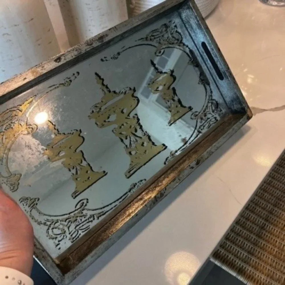 Silver Mirrored Tray Decor - Home Decor - Boho Decor - Summer Decor - Home